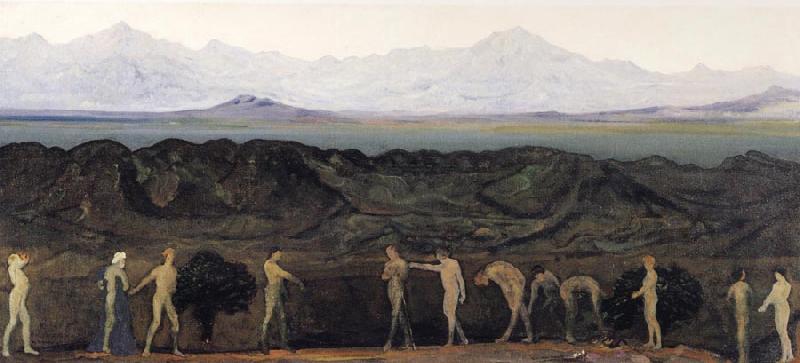 Davies Arthur Bowen Line of Mountaints oil painting picture